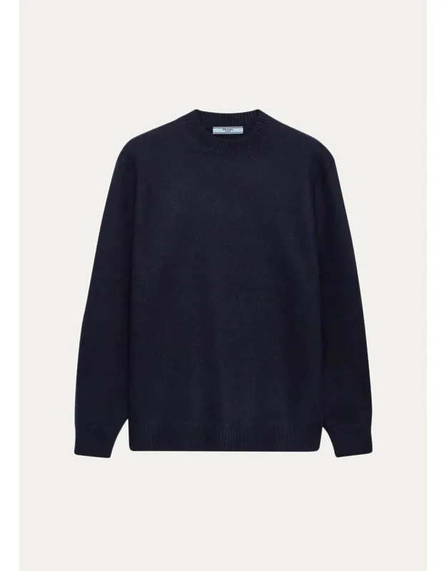 Elbow-patch Wool Crewneck Sweater