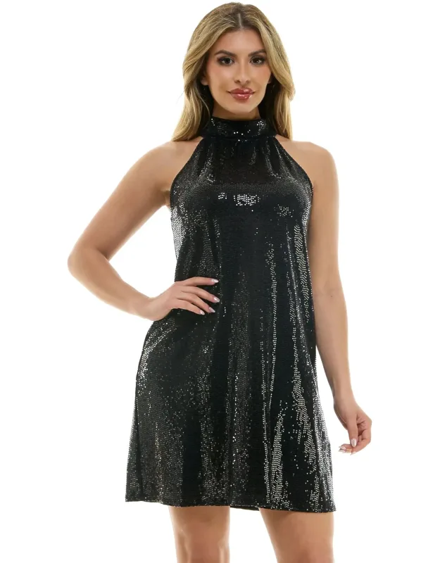 Halter Neck Trapeze Disco Dot Dress