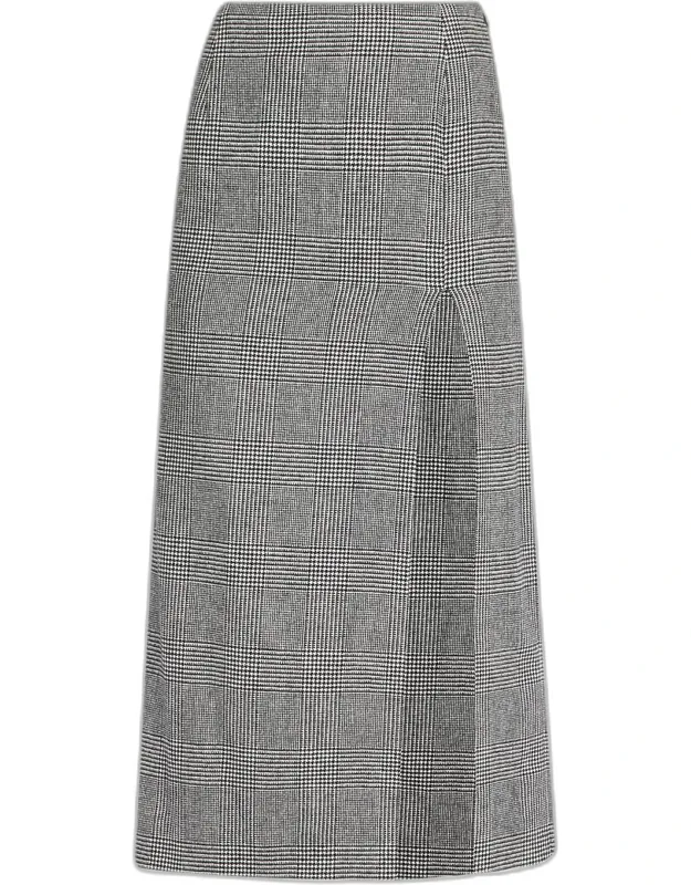 Glen Plaid Wool-cashmere Slit Midi Skirt