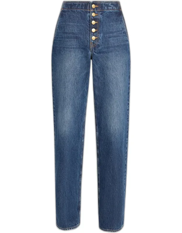 The Jasmine Low-rise Jeans With Exposed Button Fly And Straight Legs