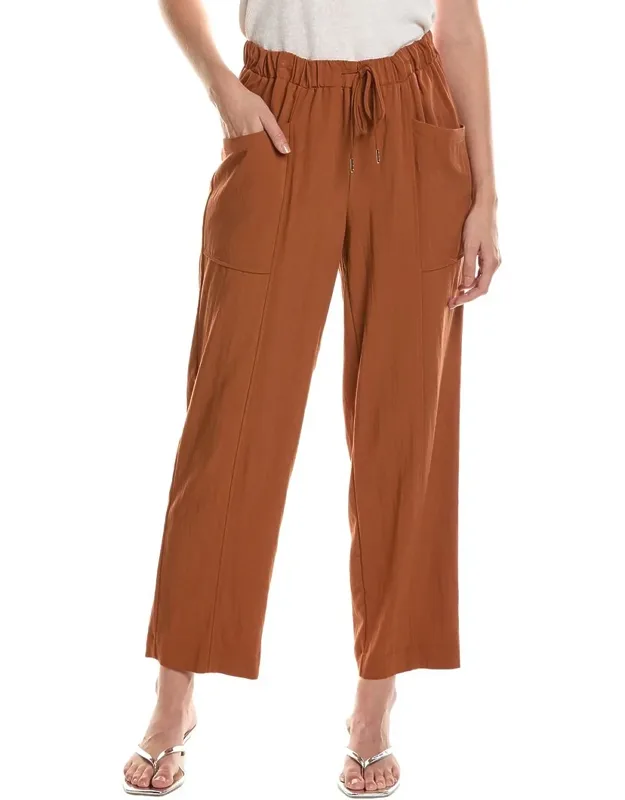 Pull-on Pocket Straight Ankle Pants