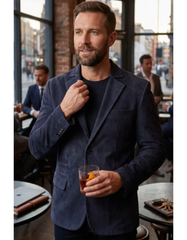 Italian Suede Leather Blazer Jacket