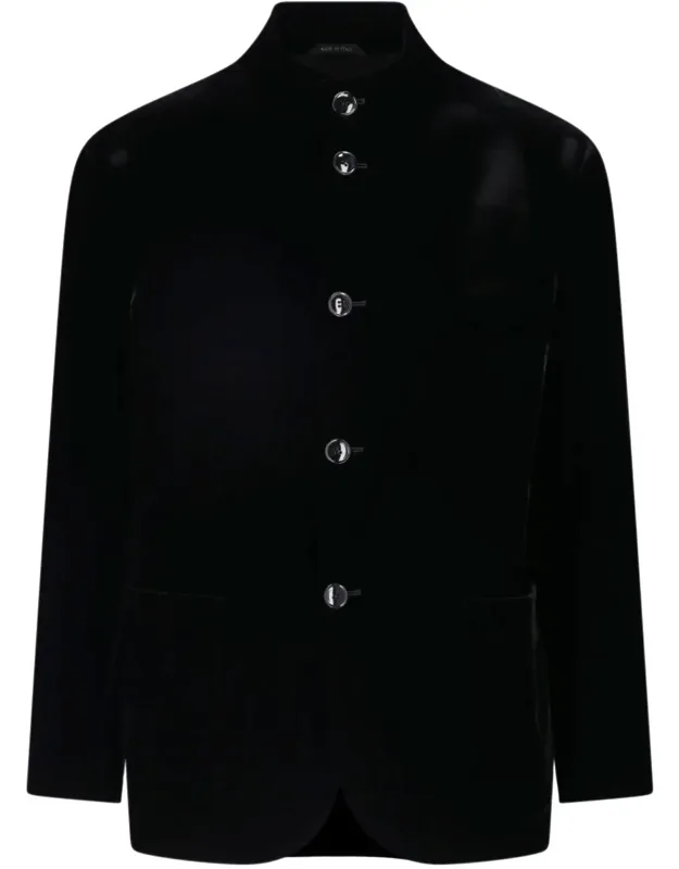 Stand Collar Viscose-blend Velvet Jacket