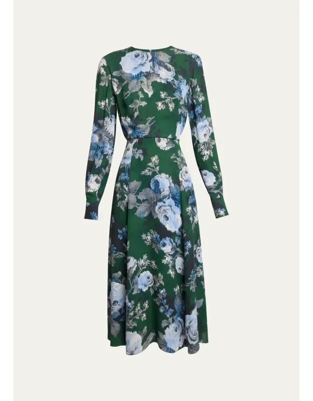 Floral Crepe A-line Midi Dress