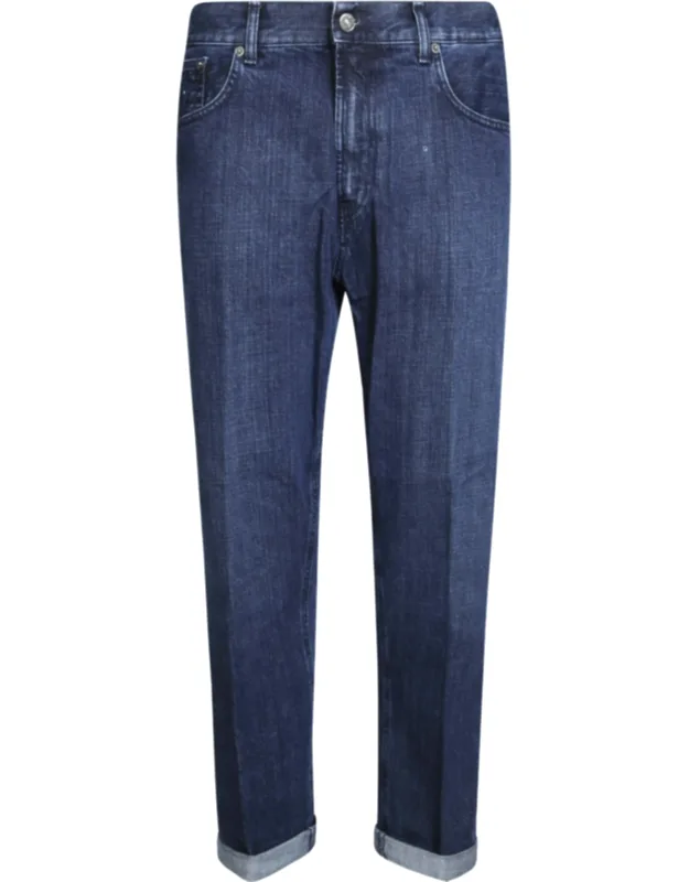 Straight-leg Whiskered Jeans