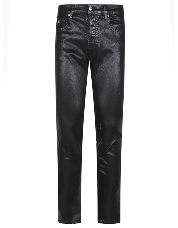 Coated Stretch Cotton Straight-leg Jeans