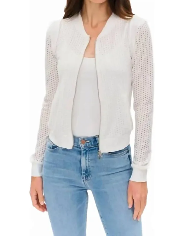 Cutout Knit Zip Up Jacket