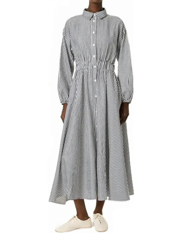 Striped Poplin Maxi Dress