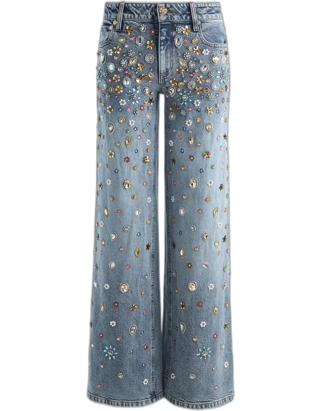 Embellished Mid-rise Baggy Jeans