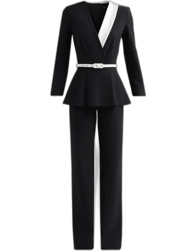 Mix-media Peplum Jumpsuit