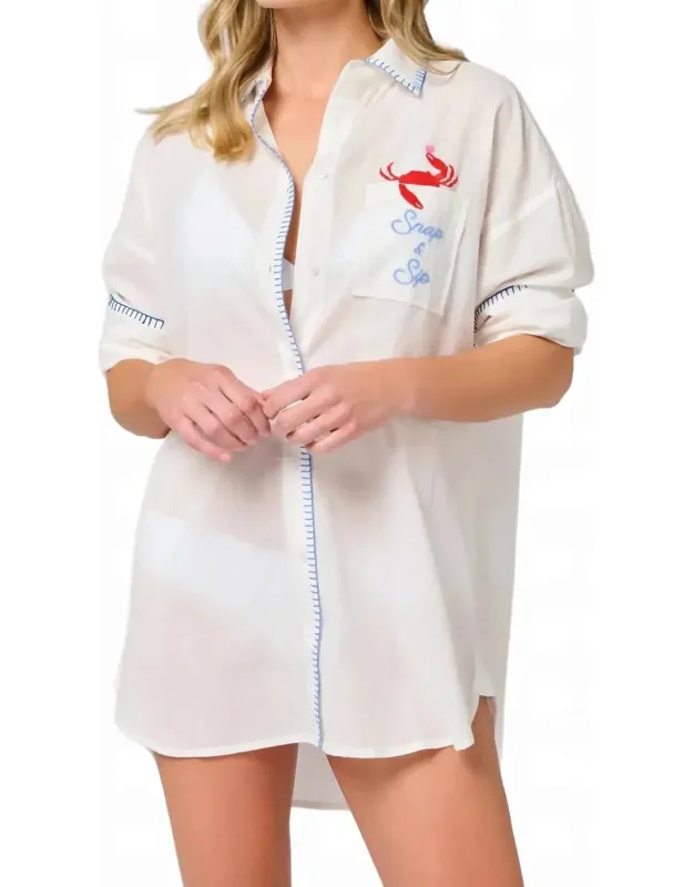 Snap & Sip Catch Of The Day Cover-up Shirt