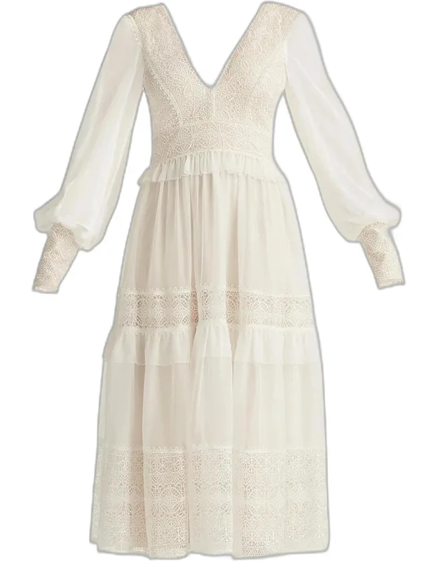 Lace Panel Midi Dress