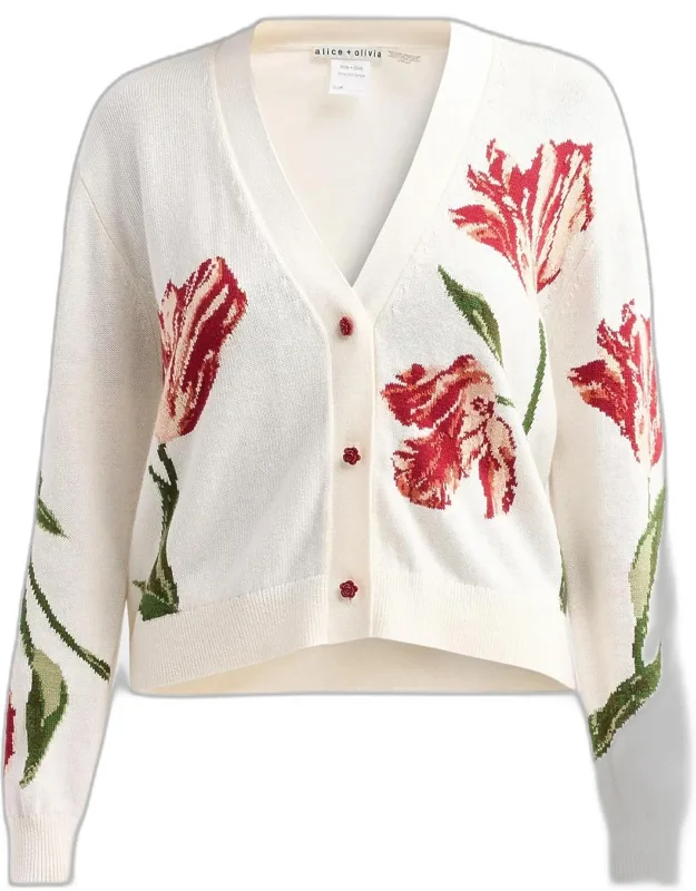 Floral Intarsia-knit Short Cardigan