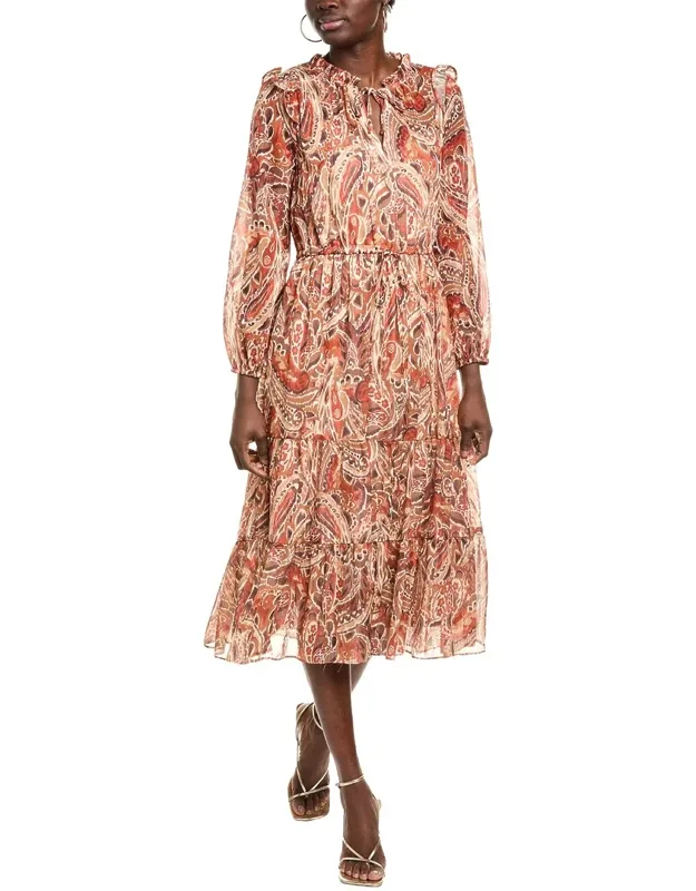 Lurex Chiffon Midi Dress