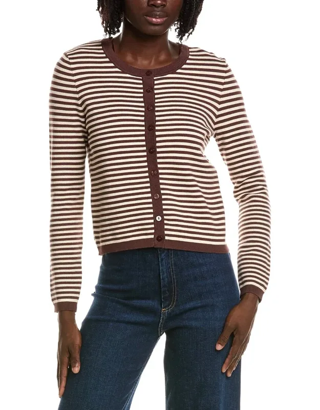 Crewneck Striped Cropped Cardigan