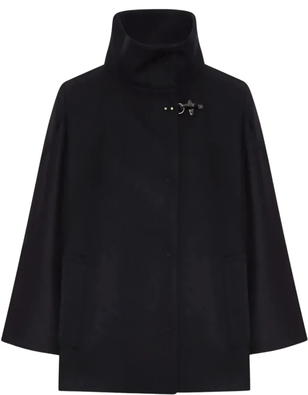 Funnel Neck Wool Coat