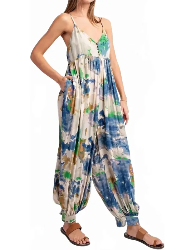 Tie Dye Sleeveless Jumpsuit