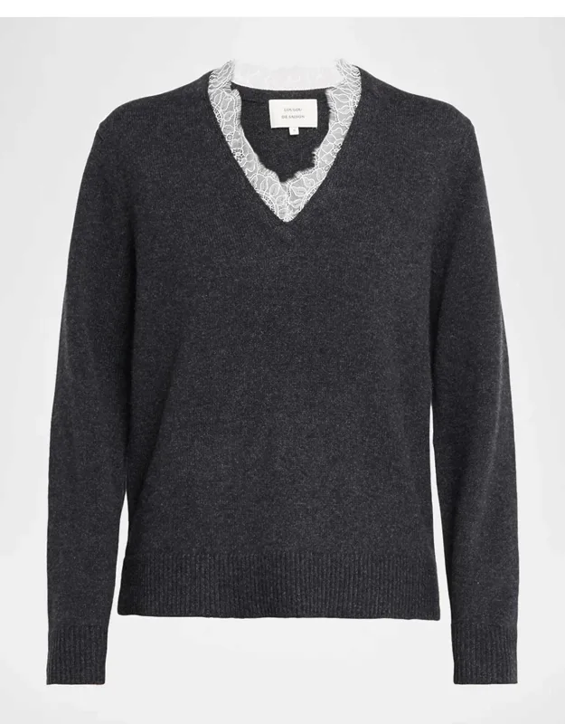 Leyla Lace V-neck Cashmere Sweater