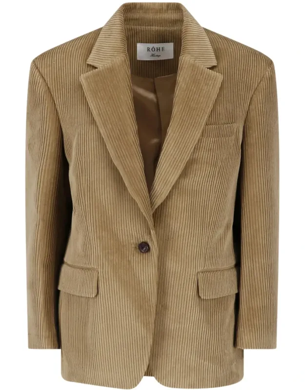 Peak Lapel Single-button Corduroy Blazer