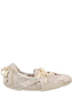 Cracked Leather Lace Ballerina Sneakers