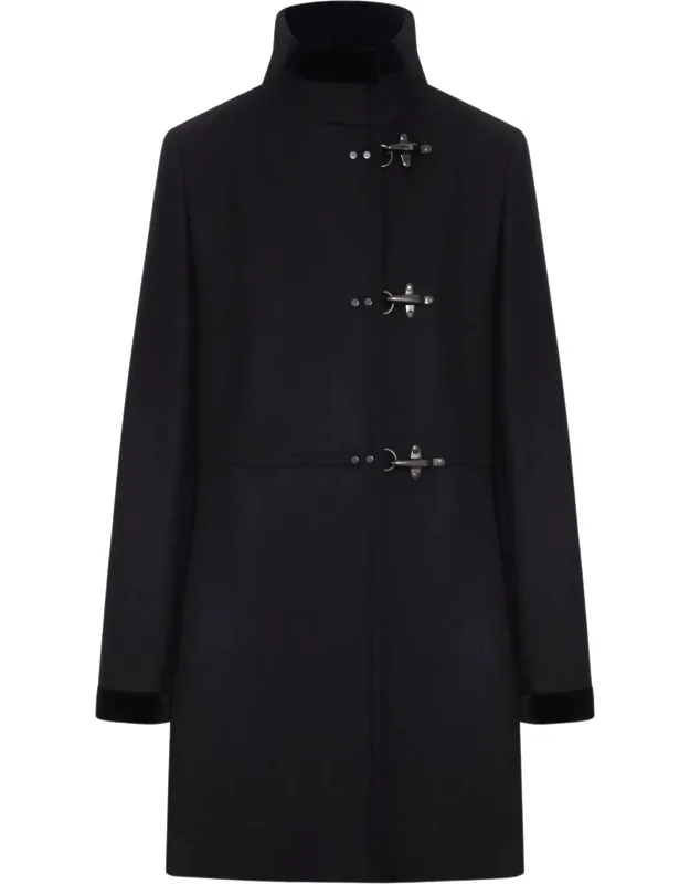 Wool High-neck Toggle Coat