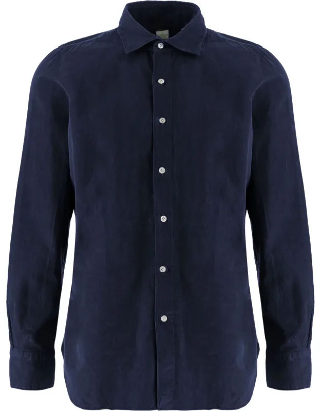 Ribbed Cotton Curved Hem Shirt