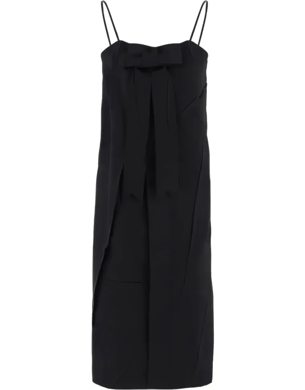 Acetate-blend Mini Dress With Bow Detail And Overlapping Panels