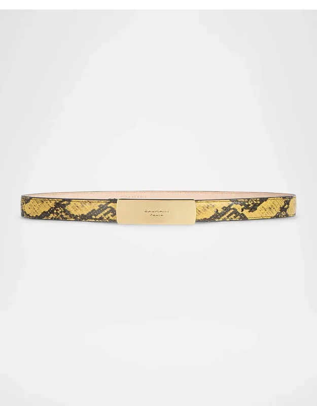 Python-embossed Leather Belt