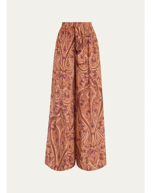 High-waist Wide-leg Silk Pants