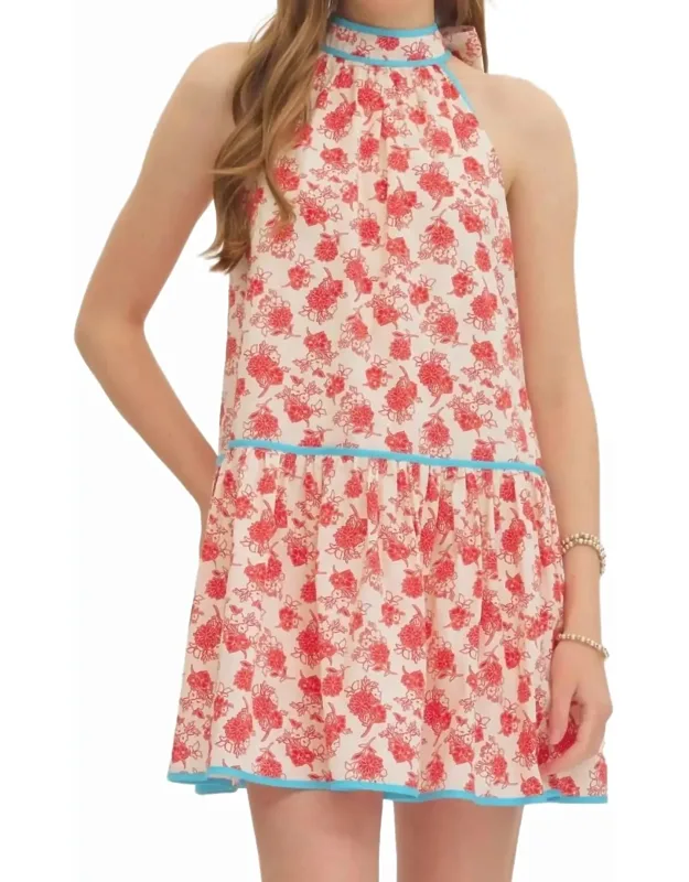 Sleeveless Halter Contrasted Mini Dress