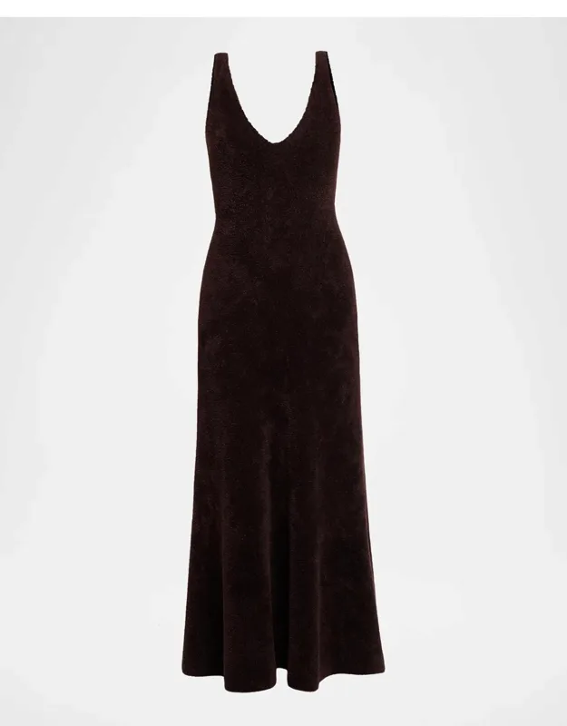 Cashmere-silk Plush Knit Maxi Slip Dress