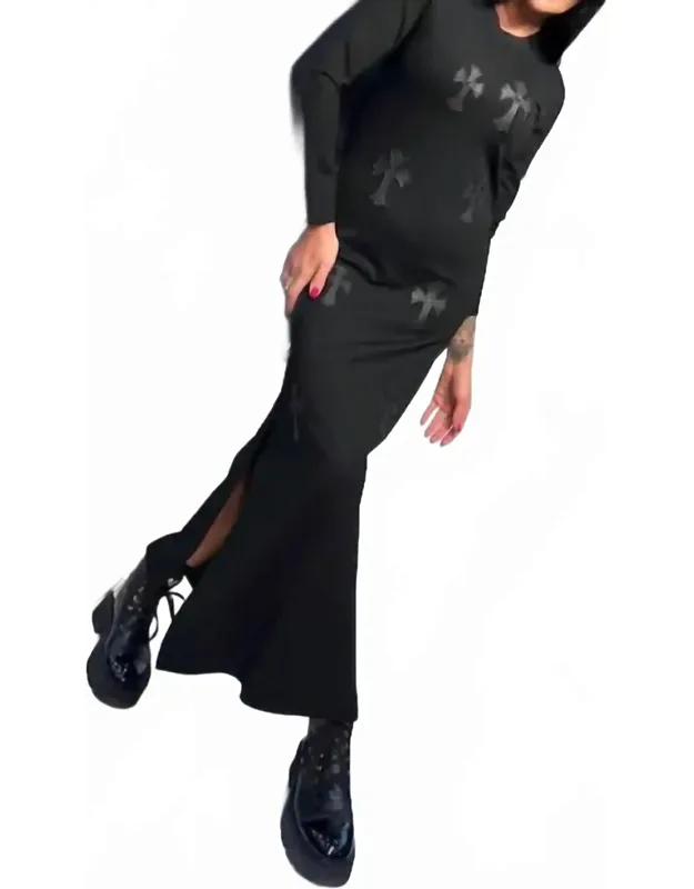 Long Dress With Crosses Embellishment