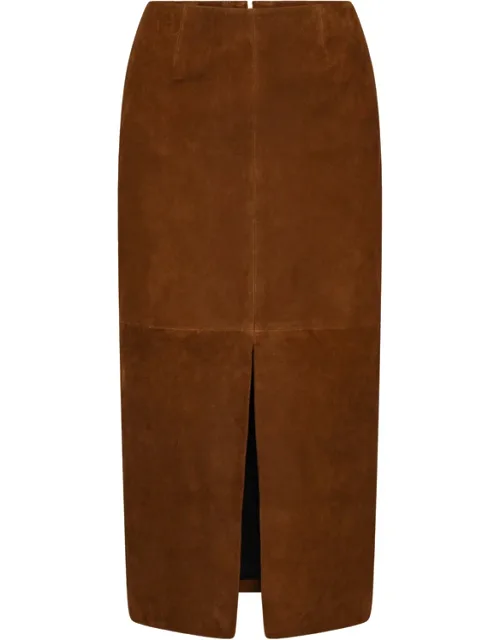 Suede Midi Pencil Skirt