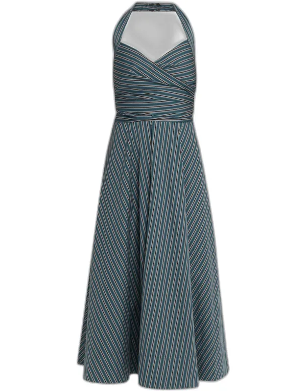 Stripe Halter Midi Dress