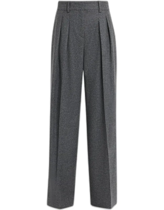 Pleated Wool Wide-leg Trousers