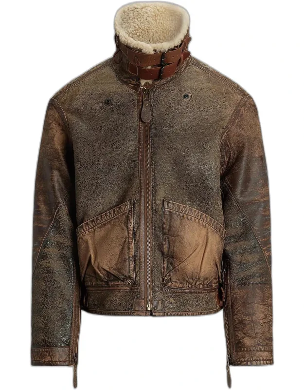 Shearling-lined Leather Bomber Jacket