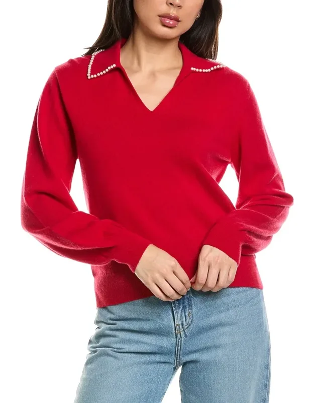 Pearl Collar Wool & Cashmere-blend Polo Sweater