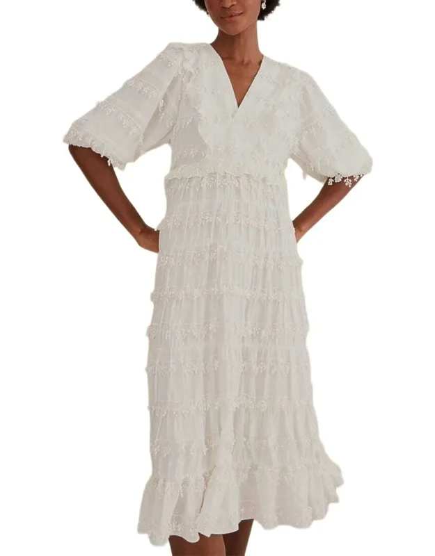 Ruffled Trim Midi Dress