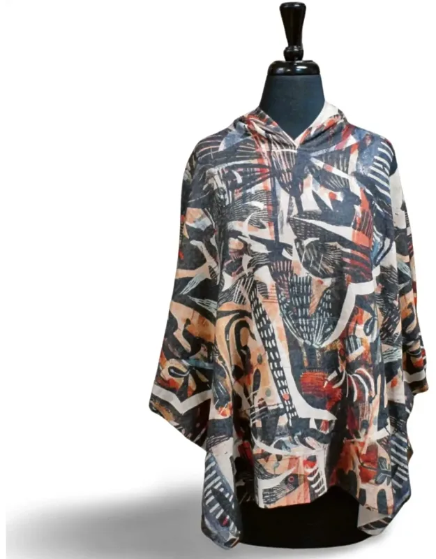 Jungle Leaves Hooded Poncho