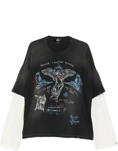 Graphic-print Layered-sleeve T-shirt