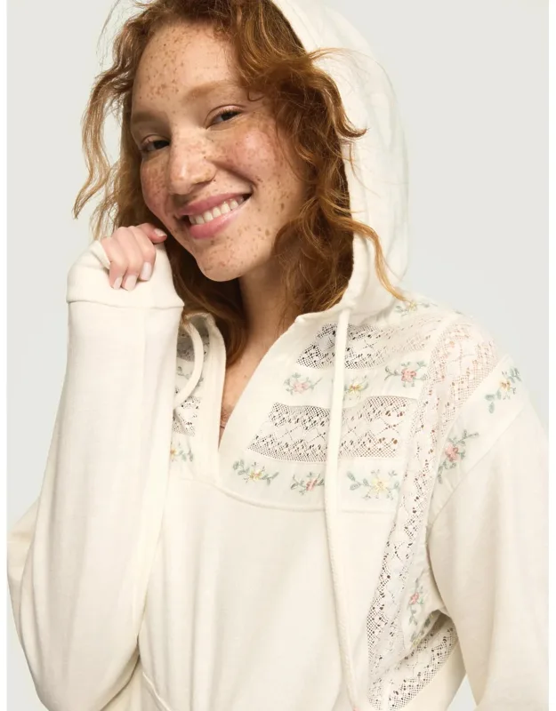 Embroidered Trim Mix Hoodie