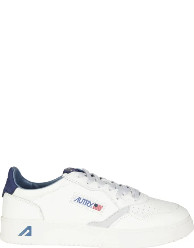White Medalist Low Sneakers With Perforated Details And Lace-up Closure
