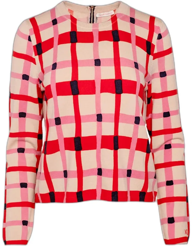 Check-print Crewneck Sweater