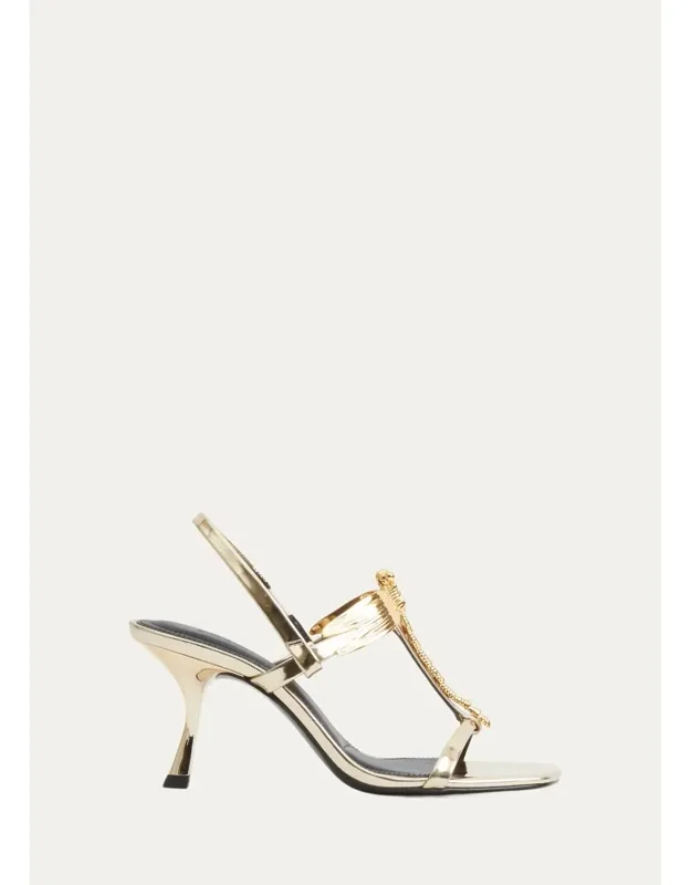 75mm Dragonfly Metallic Leather Sandals