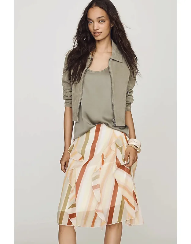 Asymmetric Ruffle Midi Skirt