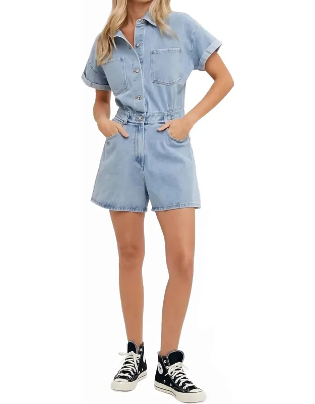 Denim Button Down Shirt Romper