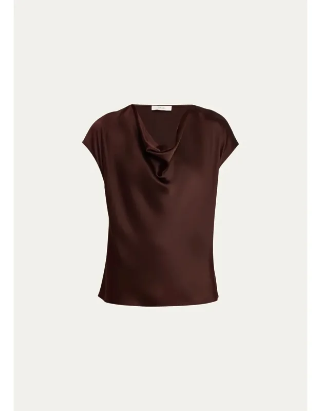 Cowl-neck Cap-sleeve Blouse