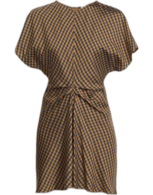 Draped Check Mini Dress