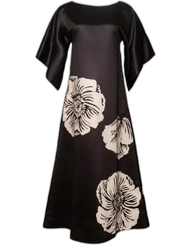 Floral-print Satin Maxi Dress