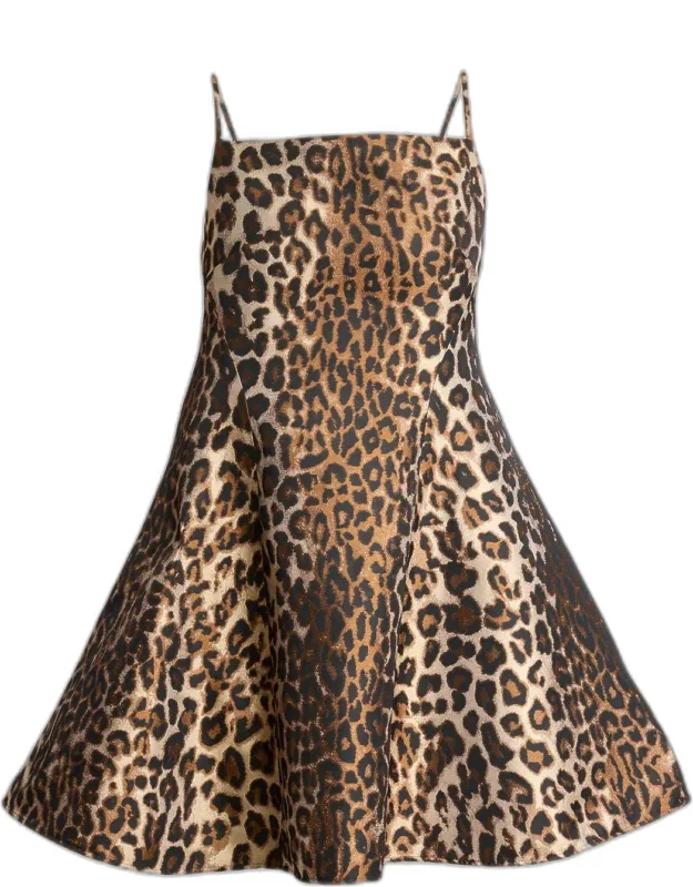Sliced Leopard Jacquard Mini Dress